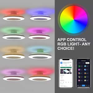 22 in. Smart Round RGB Color Selectable LED White Flush Mount with Remote Control
