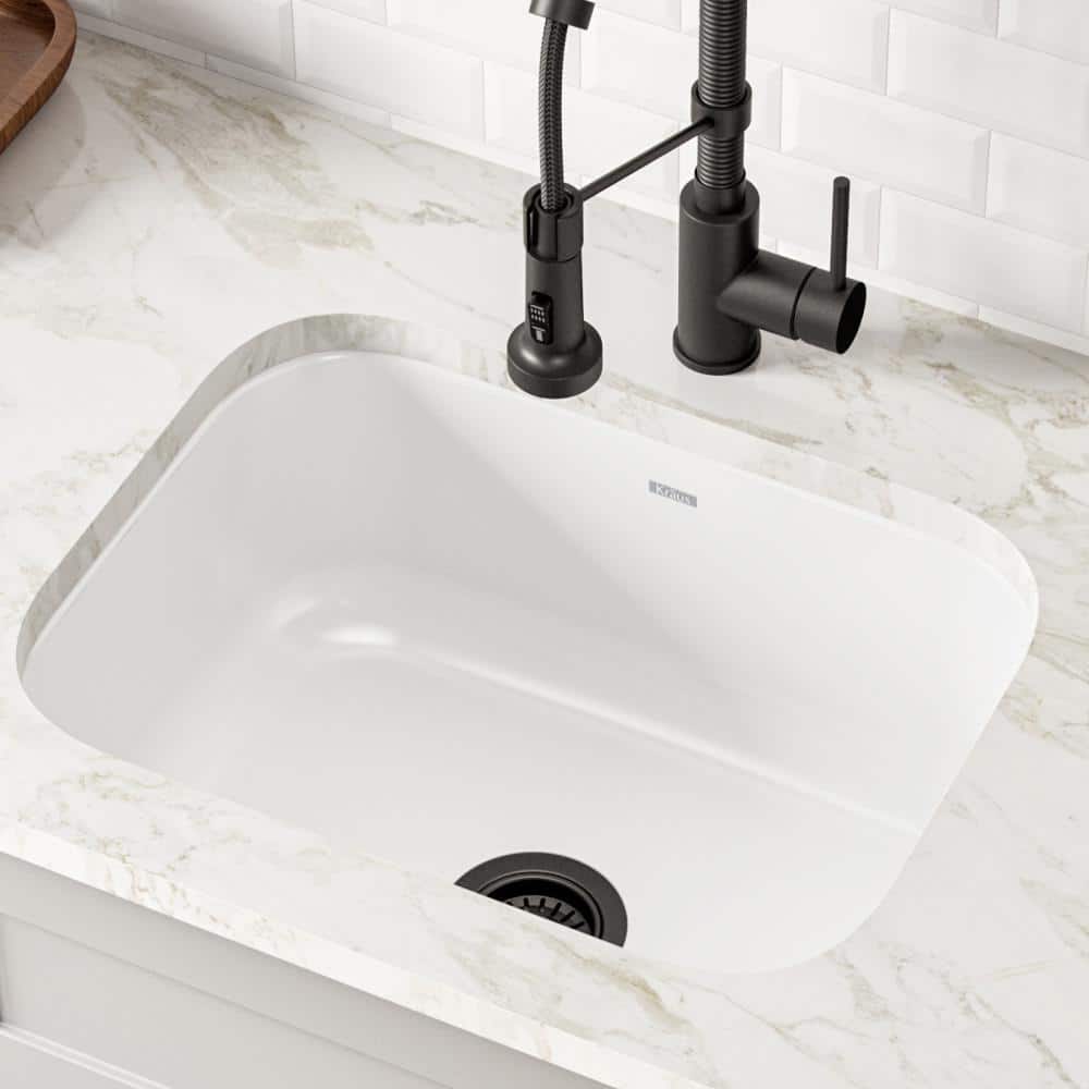 23-Inch White Stainless Steel Undermount Single Bowl Kitchen Sink