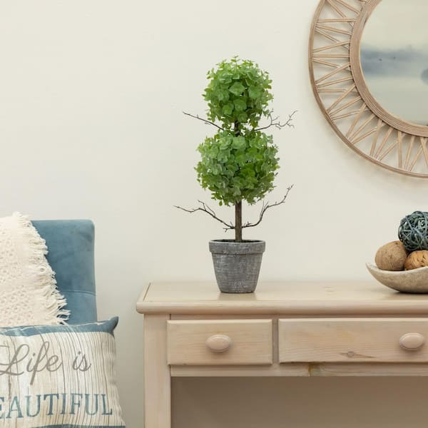 Nearly Natural 2 ft. Artificial Eucalyptus Double Ball Topiary