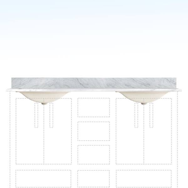 SJ STAR&JANE Delan 73 in. W x 22 in. D Carrara Marble Vanity Top 
