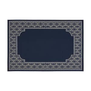 Coral Navy and Ivory 5 ft. x 3 ft. Indoor/Outdoor Area Rug
