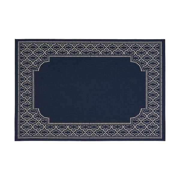 Noble House Coral Navy and Ivory 5 ft. x 3 ft. Indoor/Outdoor Area Rug