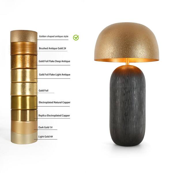 LNC Modern Black Bedroom Mushroom Table Lamp with Aged