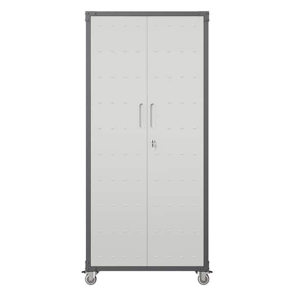 31.5 in. W x 70.87 in. H x 15.75 in. D Rolling Steel Freestanding Storage Cabinet with Drawer, Hooks, Pegboard