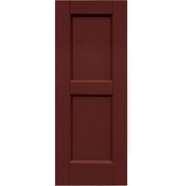 Winworks Wood Composite 12 in. x 31 in. Contemporary Flat Panel Shutters Pair #650 Board & Batten Red