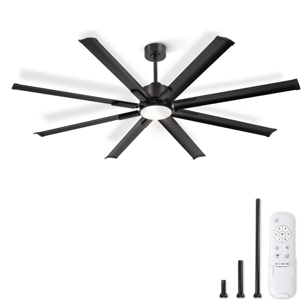 72 in. Large Fandelier Black Downrod Ceiling Fan with Light and Remote Control, Reversible Quiet DC Motor Living Room price history on PriceWatchPro