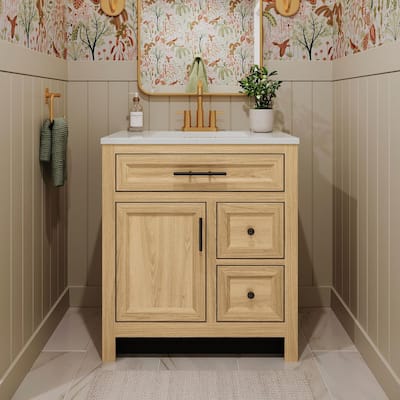 Glacier Bay Haldone 31 in. Single Sink Sunlit Bath Vanity with White Cultur