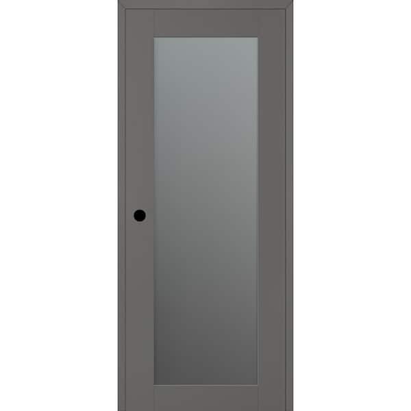 Belldinni Vona 207 DIY-FRIENDLY 18 in. x 80 in. Right-Hand Frosted Glass Gray Matte Wood Composite Single Prehung Interior Door