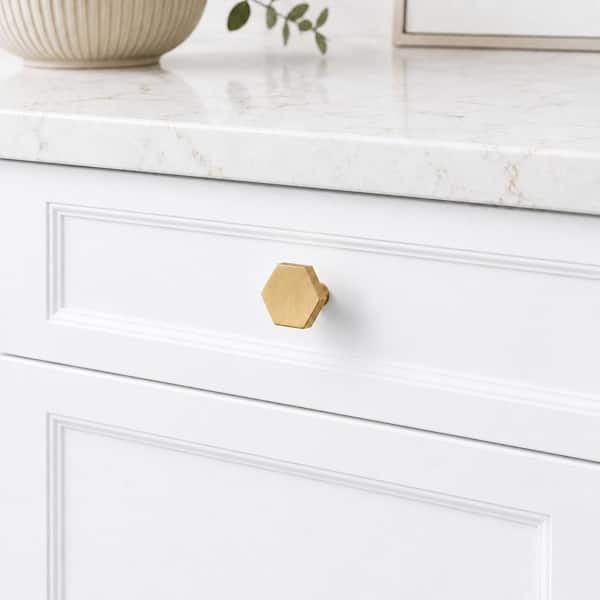 Wescott 1-1/16 in. (27mm) Brushed Gold Geometric Cabinet Knob