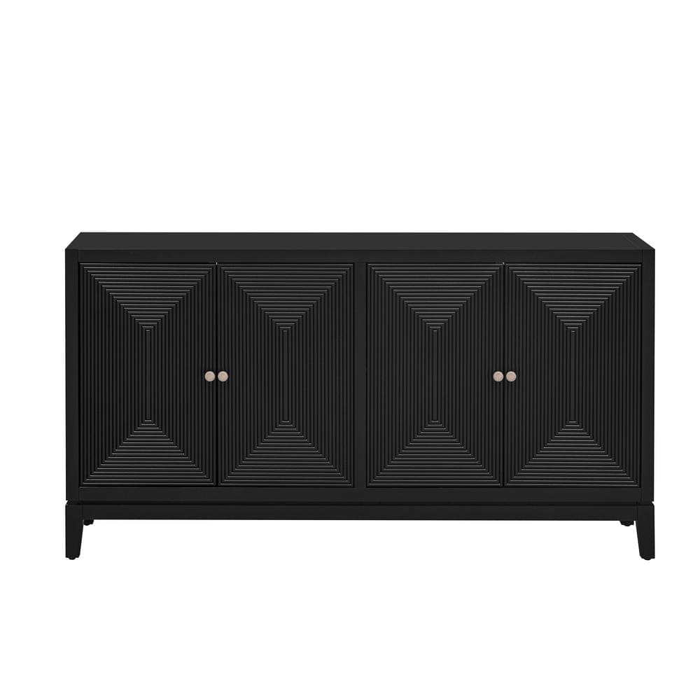 59.8 in. W x 15.7 in. D x 32 in. H Black Linen Cabinet with Vertical Line Design price history on PriceWatchPro