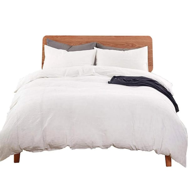 MarCielo DV Solid White Queen Size Cotton Duvet Cover Set