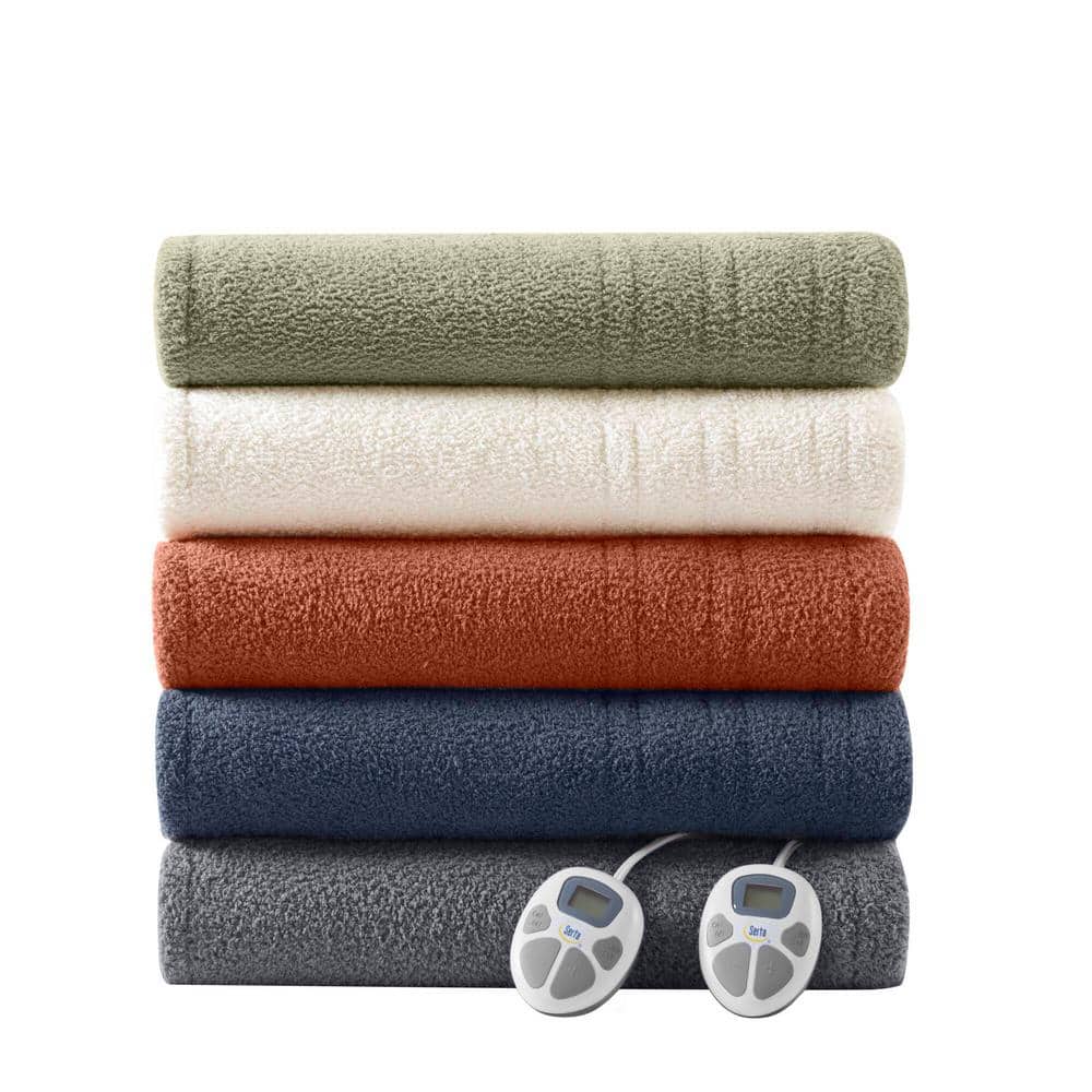 Ivory Twin Fleece Faux Fur Heated Blanket