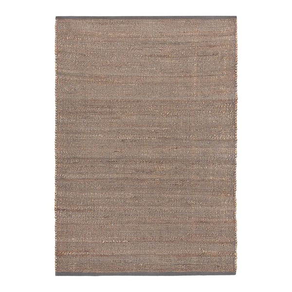 Handwoven Jute and Cotton Area Rug, Natural Rugs, Farmhouse Accent Rug-Dark Grey, 8 ft. x 10 ft.
