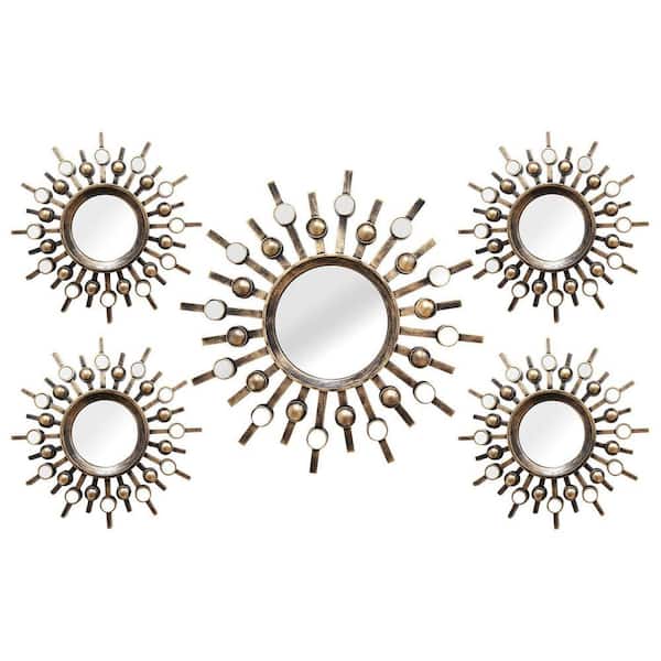 HomeRoots Victoria 21 in. x 39 in. Classic Round Framed Bronze Vanity Mirror