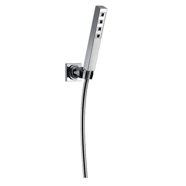 Delta 1-Spray Patterns 1.75 GPM 1.38 in. Wall Mount Handheld Shower Head with H2Okinetic in Lumicoat Chrome