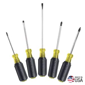 Screwdriver Set, Slotted, Phillips and Square (5-Piece)
