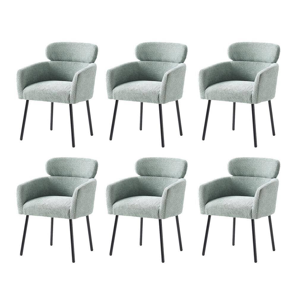 Andrew Sage Modern Boucle Lambswool Dining Chair with Metal Legs Set of 6 price history on PriceWatchPro