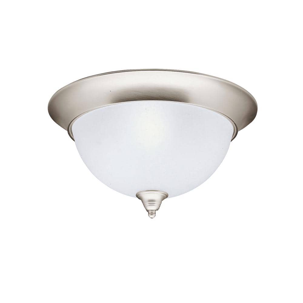 Transitional 15'' Brushed Nickel 3-Light Flush Mount with Etched Glass