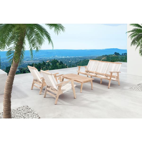 ZUO West Port Patio Sofa in White Wash and White
