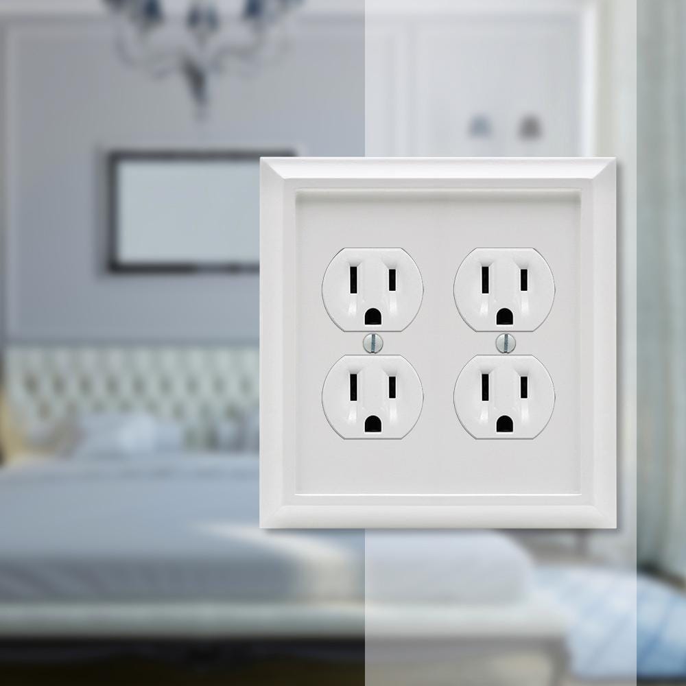 White Composite Double Duplex 2-Gang Wall Plate