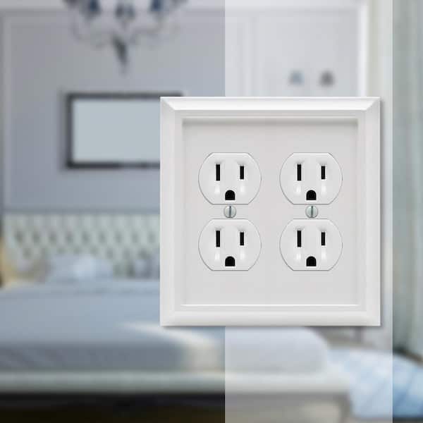 Deerfield 2 Gang Duplex Composite Wall Plate - White