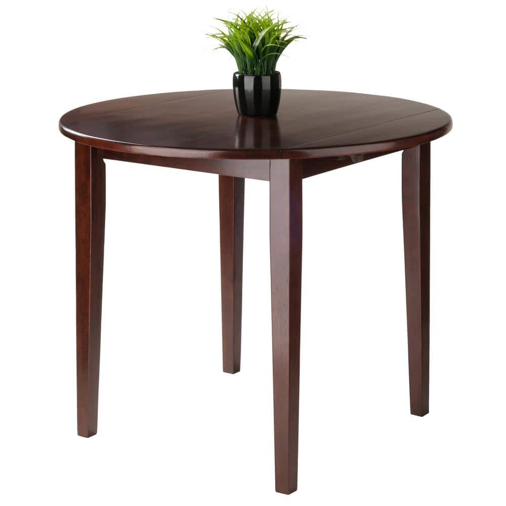 Transitional 36" Extendable Round Dining Table in Walnut