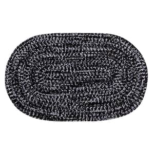 Chenille Tweed Braid Black and Gray 96 in. x 120 in. Oval 100% Polyester Reversible Indoor Area Rug