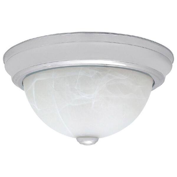 Filament Design 2-Light Chrome Flush Mount with Faux White Alabaster Glass Shade