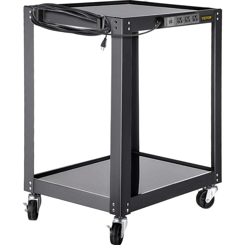 VEVOR AV Cart 26 in. H, 150 lbs. Steel Media Cart with Power Strip 24