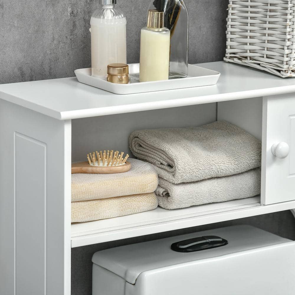 White MDF Over-the-Toilet Bathroom Cabinet with Adjustable Shelves