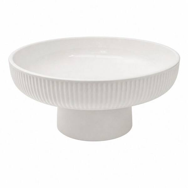 11 in. 68 oz. Ceramic Fruit Bowl for Bread, Candy, Snacks Organizer, Pedestal Bowl for Kitchen Counter Decor, White
