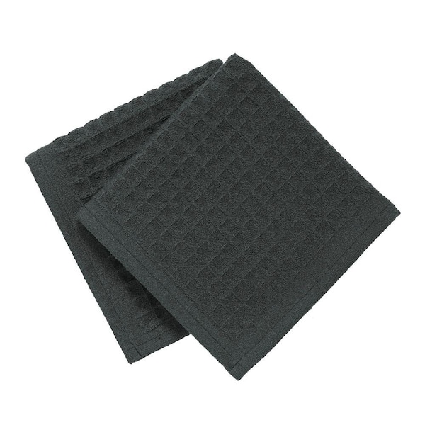 RITZ 12 in. x 12 in. Large Waffle Microfiber Dish Cloth in Charcoal (2-Pack)