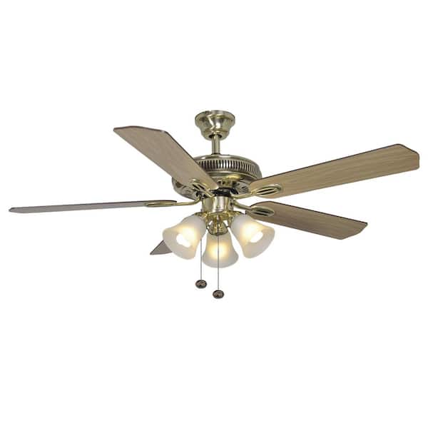 LED Indoor Flemish Brass Ceiling Fan with Light Kit by Hampton Glendale 52 in 