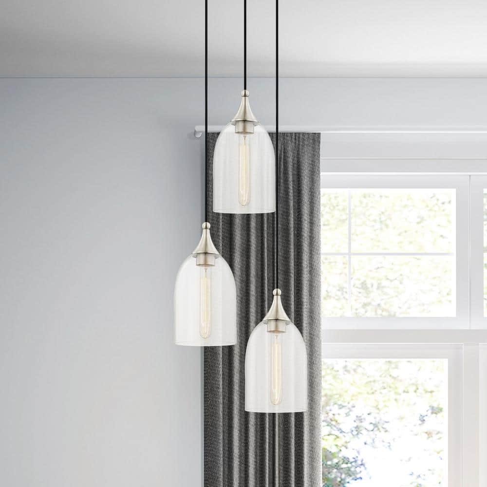 Coastal Brushed Nickel Mini Pendant with Clear Glass Shade