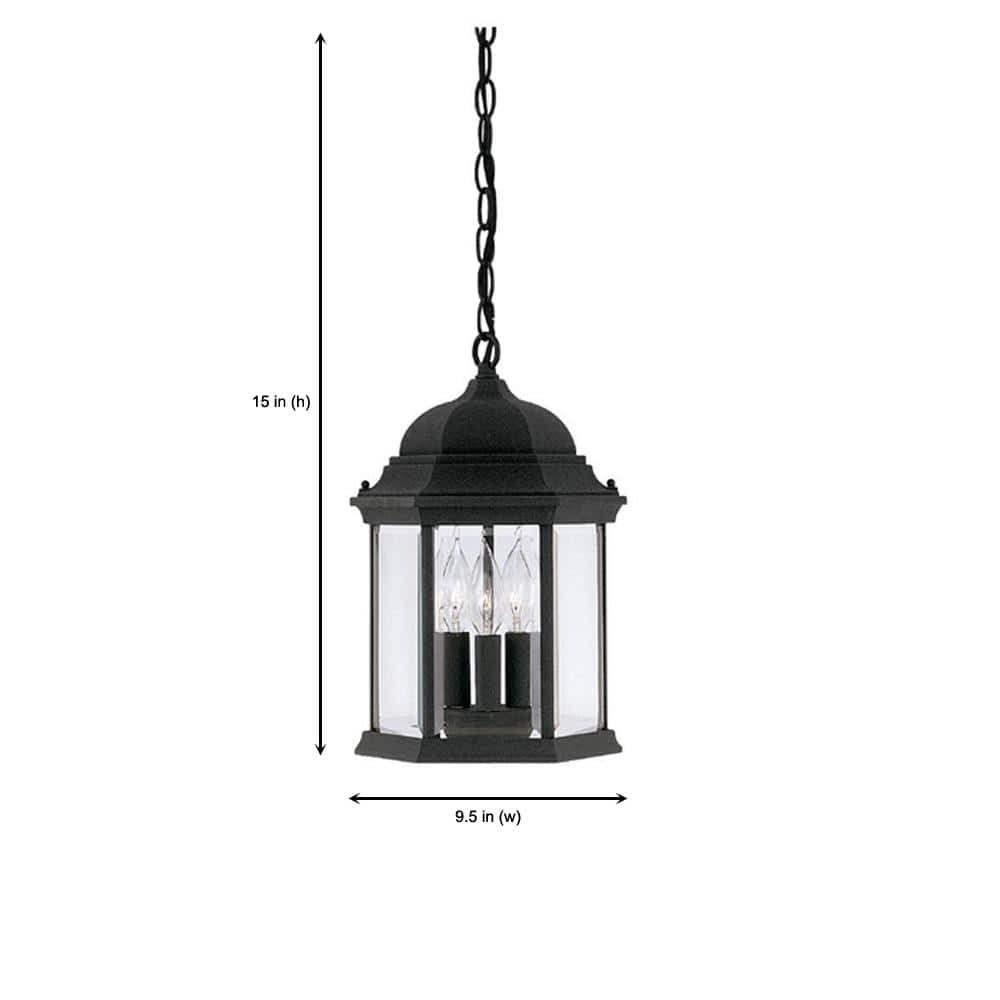 Devonshire Black Aluminum 15" Outdoor Hanging Lantern with Clear Glass