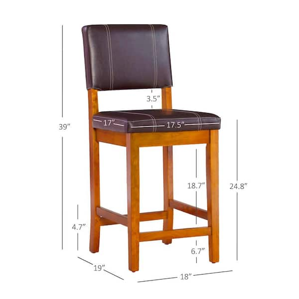 Linon Home Decor Milano Dark Brown Faux Leather Counter Stool with