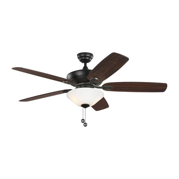 Generation Lighting - Colony Max Plus 52 in. Matte Black Ceiling Fan with Black and American Walnut Reversible Blades and LED Light Kit