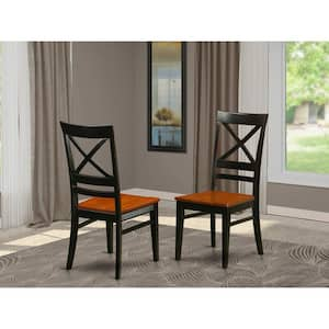 Black and Cherry Wooden Seat Cross Back Dining Chair (Set of 2)