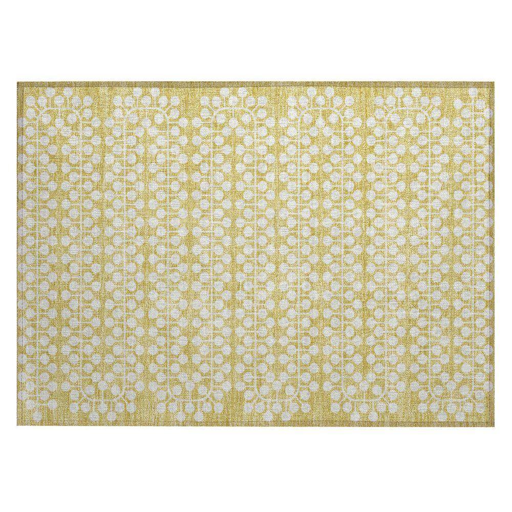 Deep Gold Throw Rug Addison Rugs Chantille Machine Washable Indoor/Outdoor Abstract ACN2247 ...