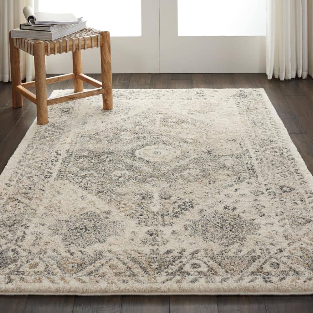 Handmade Abstract Gray 4' x 6' Synthetic Stain-Resistant Rug