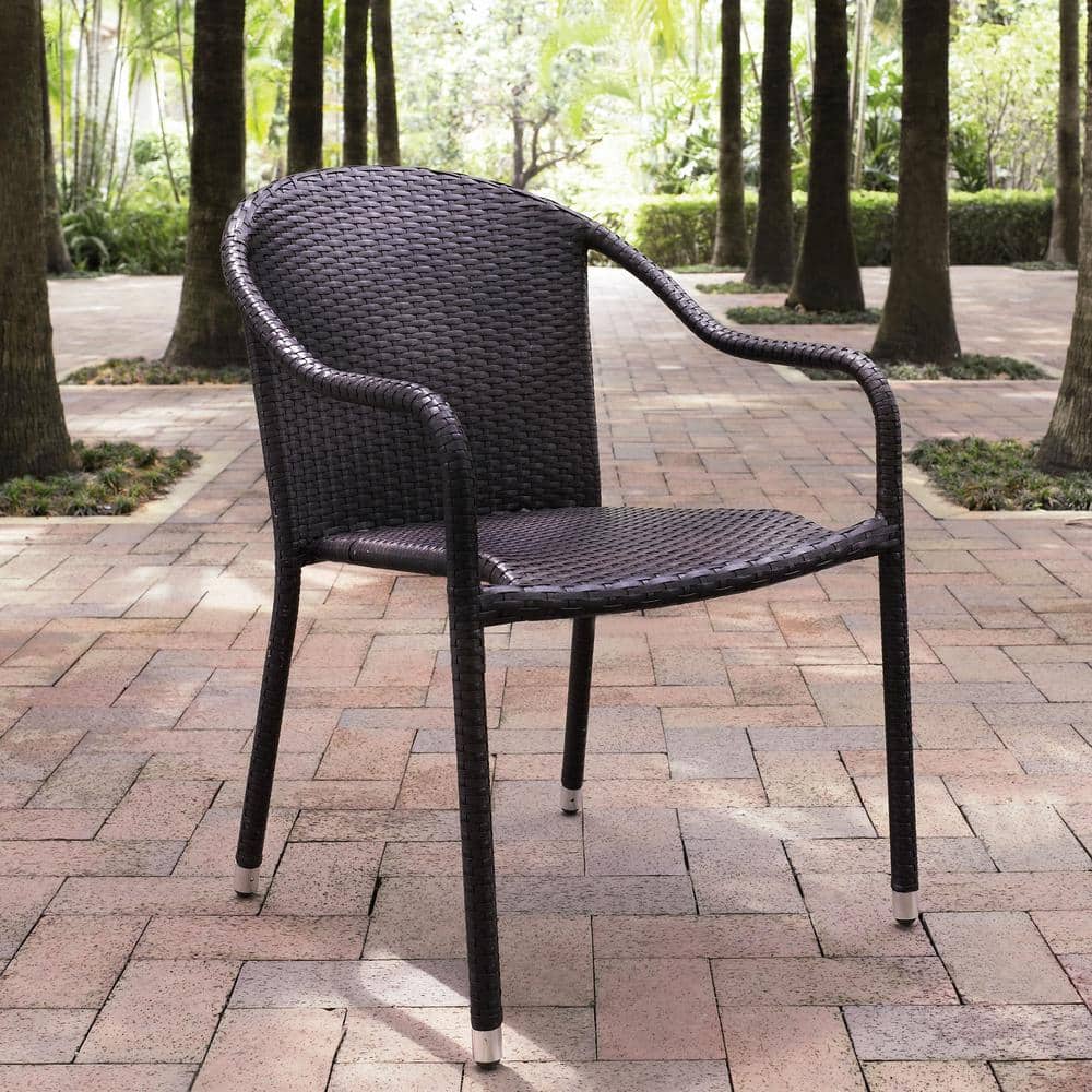 Palm Harbor Black Wicker Outdoor Bistro Chair Set