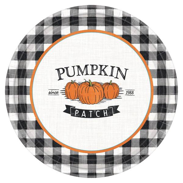 Amscan 9 in. Multi-Color Fall Harvest Market Round Paper Plates (5-Pack ...
