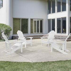 White HIPS Plastic Weather Resistant Adirondack Chair for Outdoors (4-Pack)