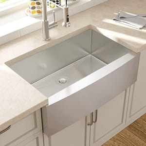 36 in. x 21 in. 16-Gauge Stainless Steel Single Bowl Farmhouse Apron Front Kitchen Sink Basin with Drain Strainer