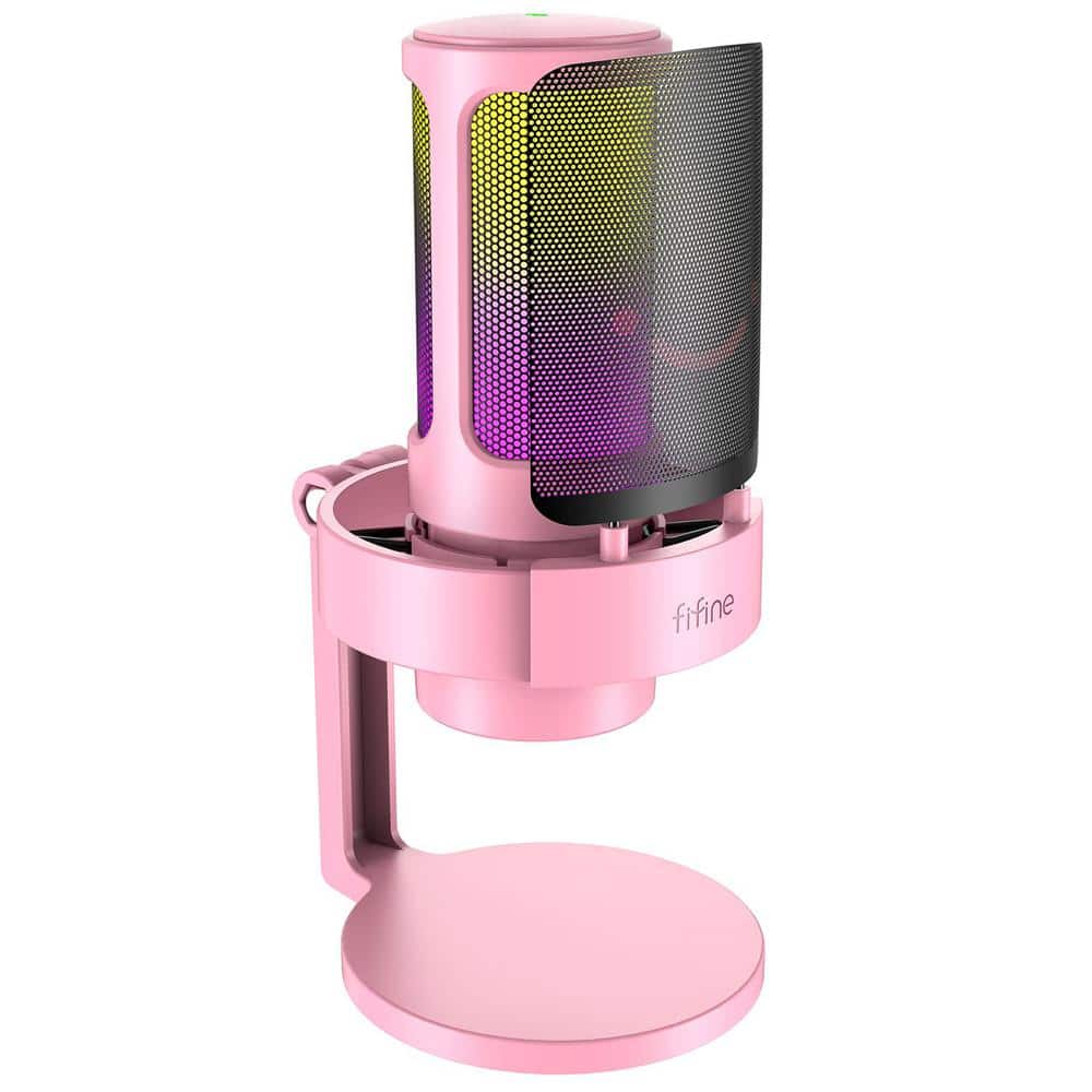Clear Sound USB Gaming Microphone in Pink with Noise Reduction and Controll