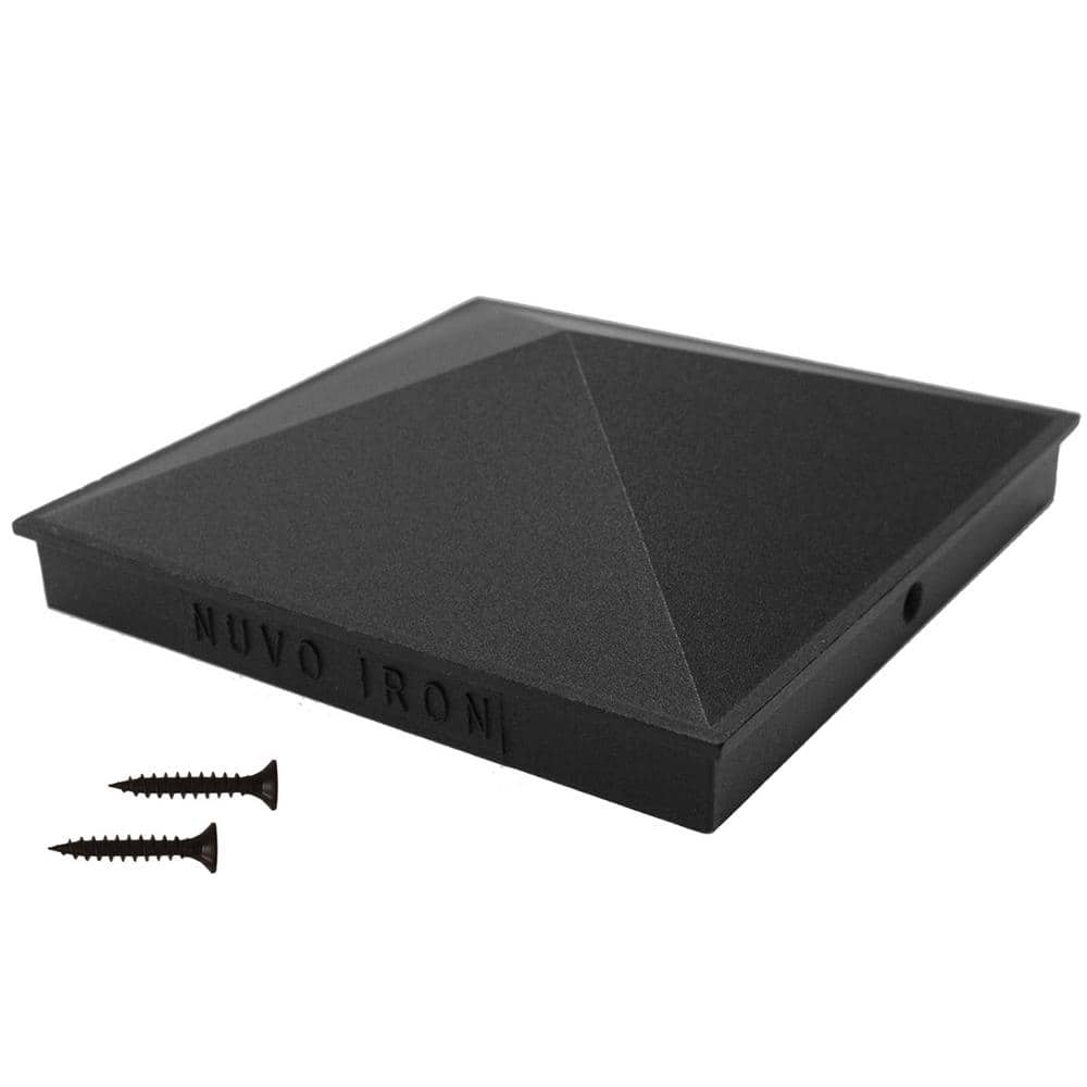 NUVO IRON 6 in. x 6 in. Black Aluminum Ornamental Pyramid Post Cap (24