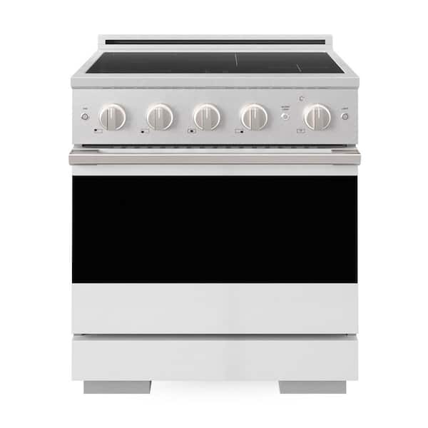 30 in. 4.2 cu. ft. Marino Induction Range with 4 Burner Elements and Electric Oven in Satin Stainless with White Matte