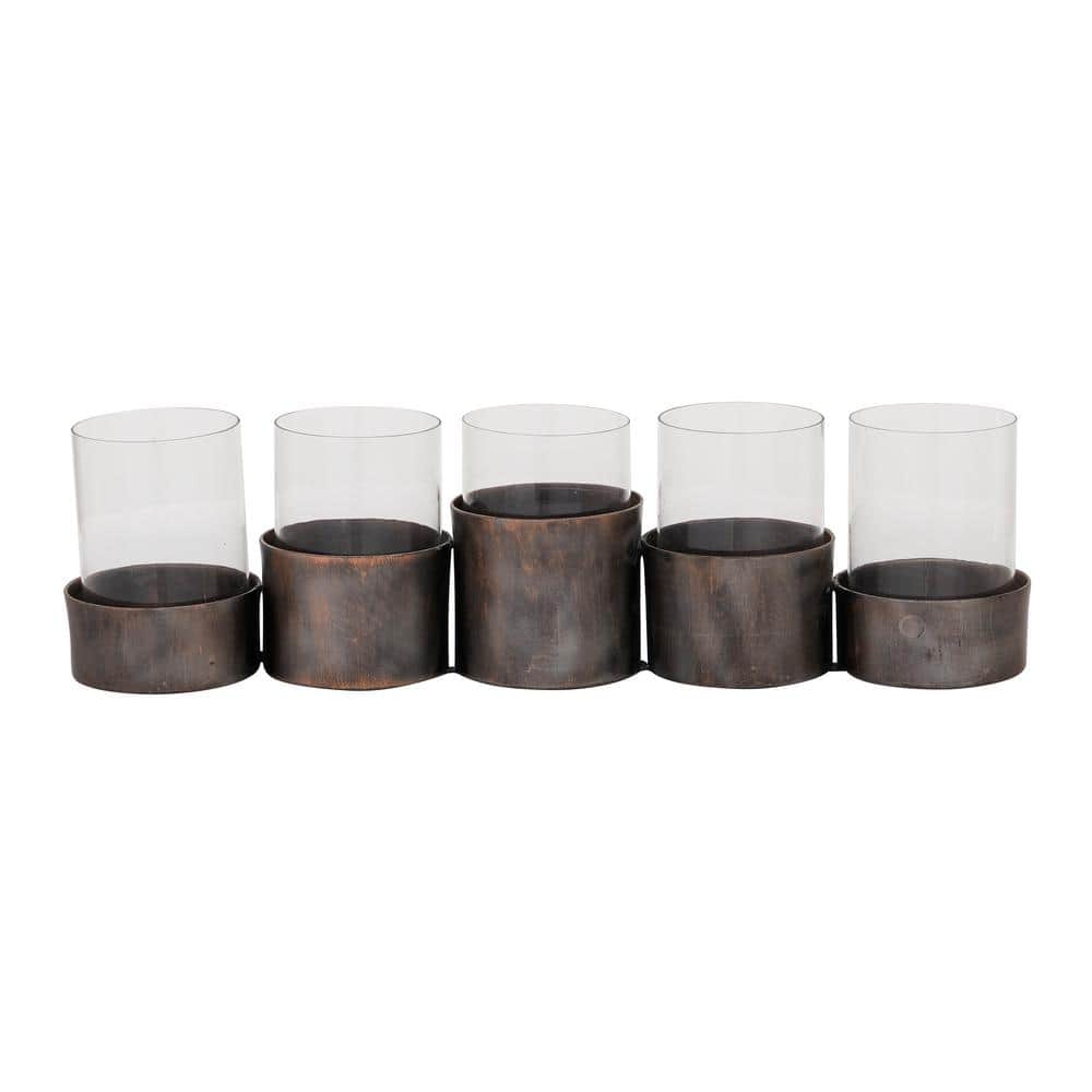 Black Metal and Glass 5-Holder Candle Centerpiece