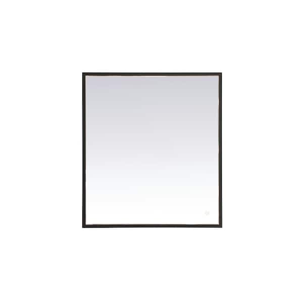 Unbranded Timeless Home 27 in. W x 30 in. H Aluminum Black LED Mirror