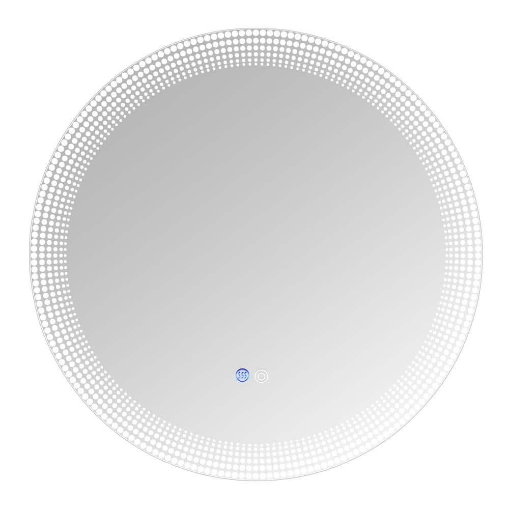 23.6 in. W x 23.6 in. H Small Round Frameless Memory LED Wall-Mounted Bathr